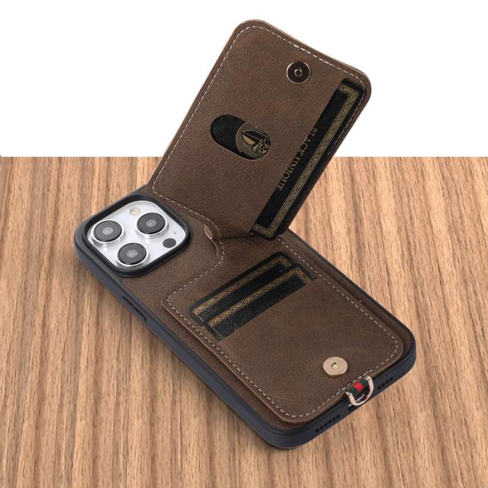 ABEEL - ABEEL Style 03 iPhone 14 Pro Max Skal PU Läder Khaki