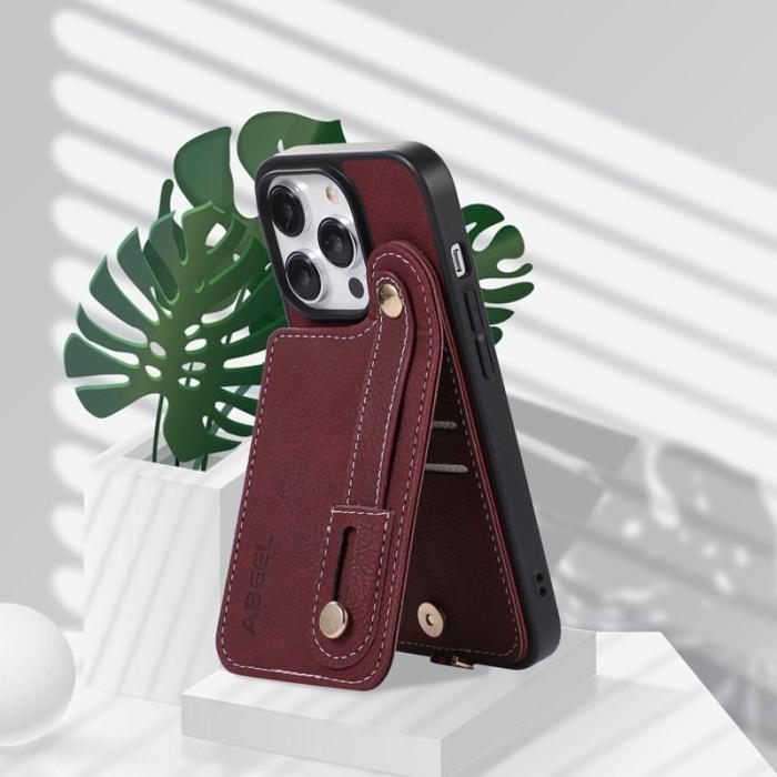 ABEEL - ABEEL Style 03 iPhone 15 Pro Skal med Kortfack Purplish Red