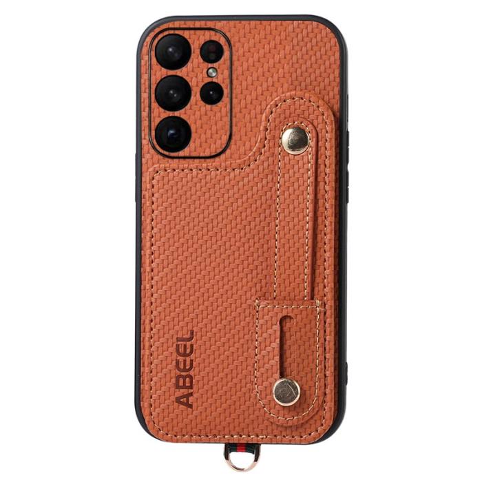 ABEEL - ABEEL Style 03 Kickstand Fodral för Samsung Galaxy S23 Ultra - Brun