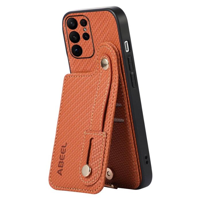 ABEEL - ABEEL Style 03 Kickstand Fodral för Samsung Galaxy S23 Ultra - Brun