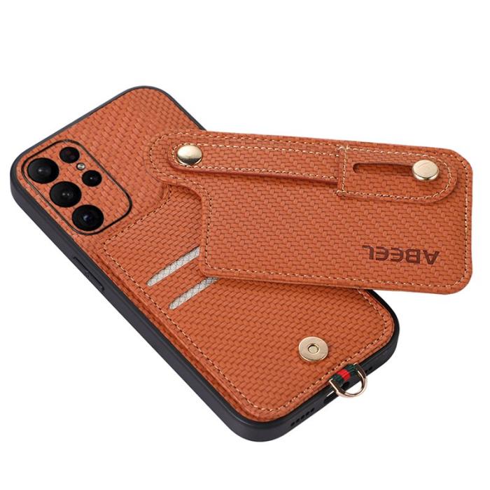 ABEEL - ABEEL Style 03 Kickstand Fodral för Samsung Galaxy S23 Ultra - Brun