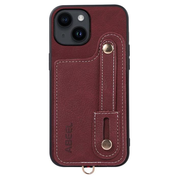 ABEEL - ABEEL Style 03 Skal för iPhone 15, Läder TPU+PC, Purplish Red