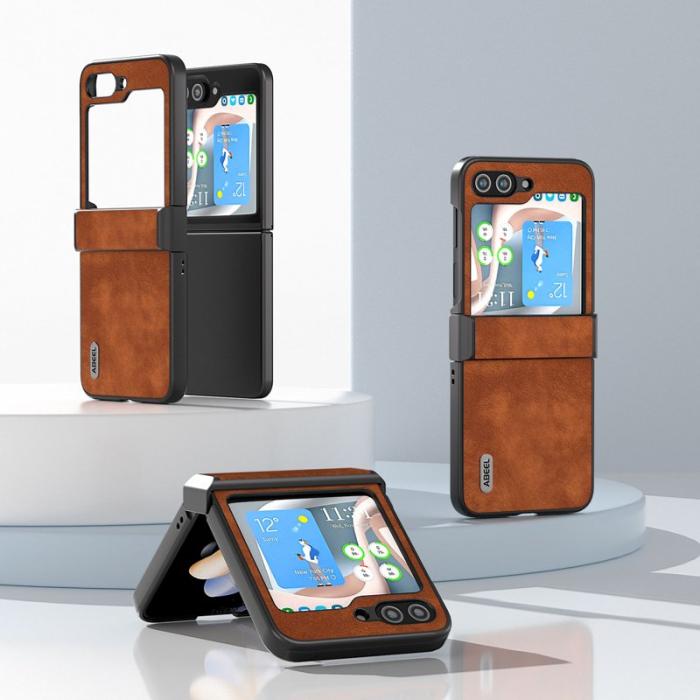 ABEEL - ABEEL Textured Skal för Samsung Galaxy Z Flip5 5G - Brun