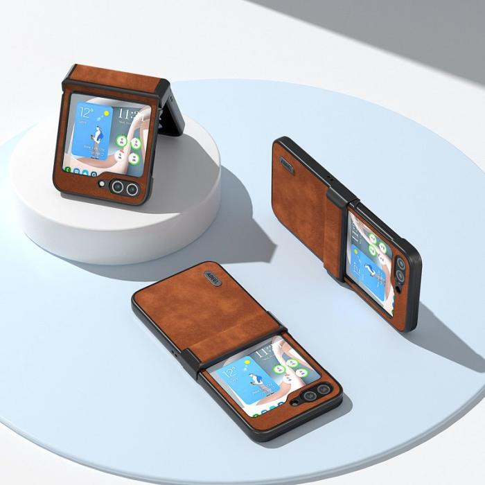 ABEEL - ABEEL Textured Skal för Samsung Galaxy Z Flip5 5G - Brun