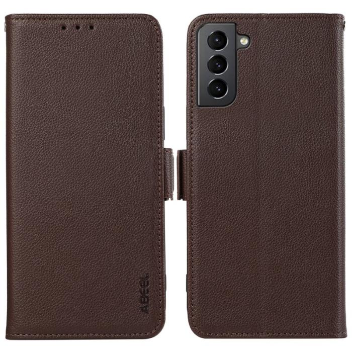 ABEEL - ABEEL Wallet Case för Samsung Galaxy S21 5G - RFID, Brun