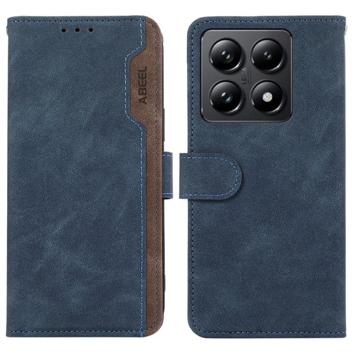 ABEEL - ABEEL Xiaomi 14T Pro Fodral Splicing Läder RFID Blå