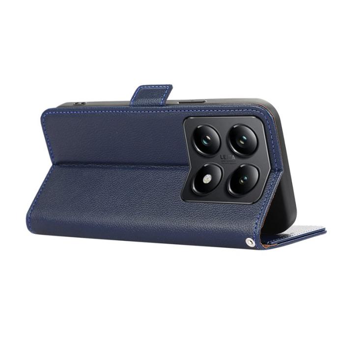 ABEEL - ABEEL Xiaomi 14T Pro Skal Litchi Textur Läder RFID Blå