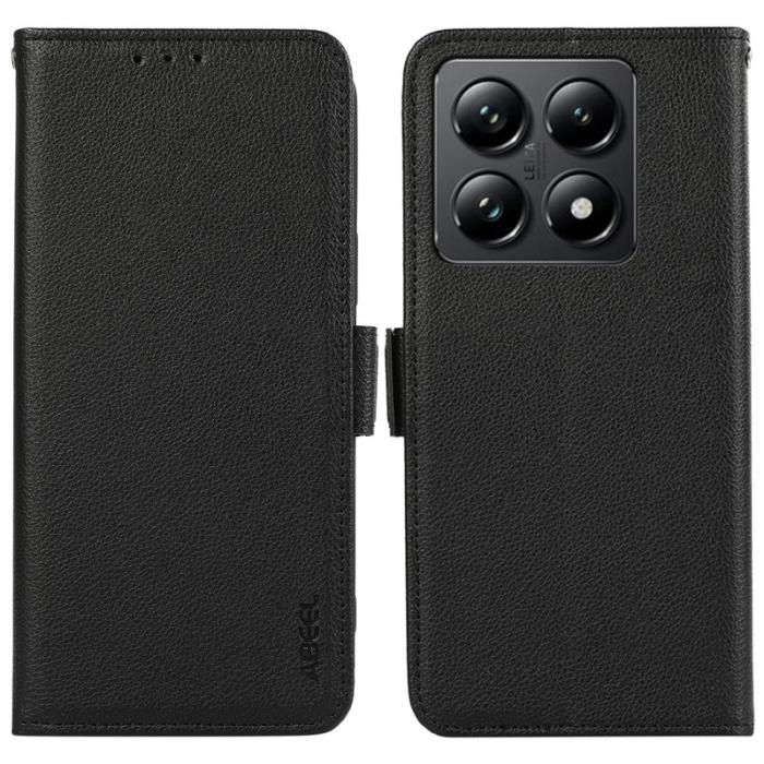 ABEEL - ABEEL Xiaomi 14T Pro Skal Litchi Textur Läder RFID Blocker - Svart