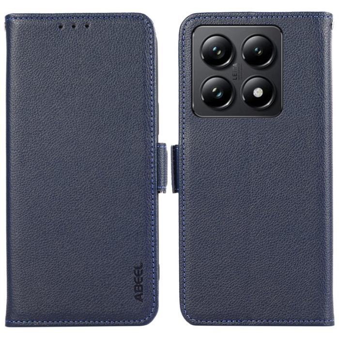 ABEEL - ABEEL Xiaomi 14T Skal Litchi Textur Läder RFID Blockering Blå