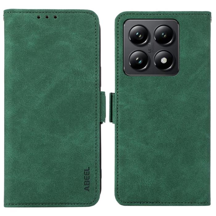 ABEEL - ABEEL Xiaomi 14T Skal PU Läder Folio Ställ View RFID Grön