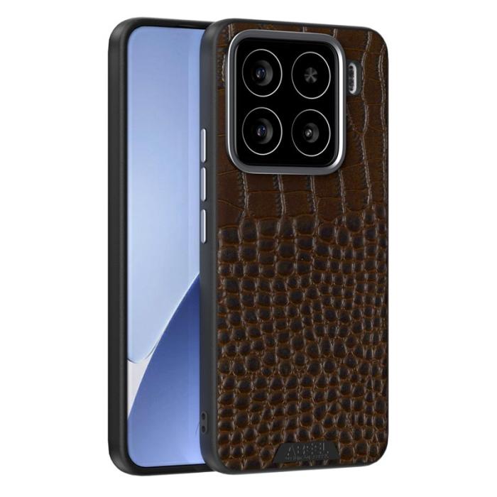 ABEEL - ABEEL Xiaomi 15 Skal MagSafe Kompatibel Krokodil Textur Kaffe