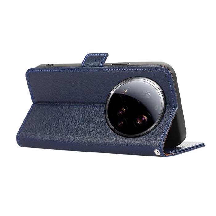 ABEEL - ABEEL Xiaomi 15 Ultra Skal Litchi Textur Läder RFID Blå