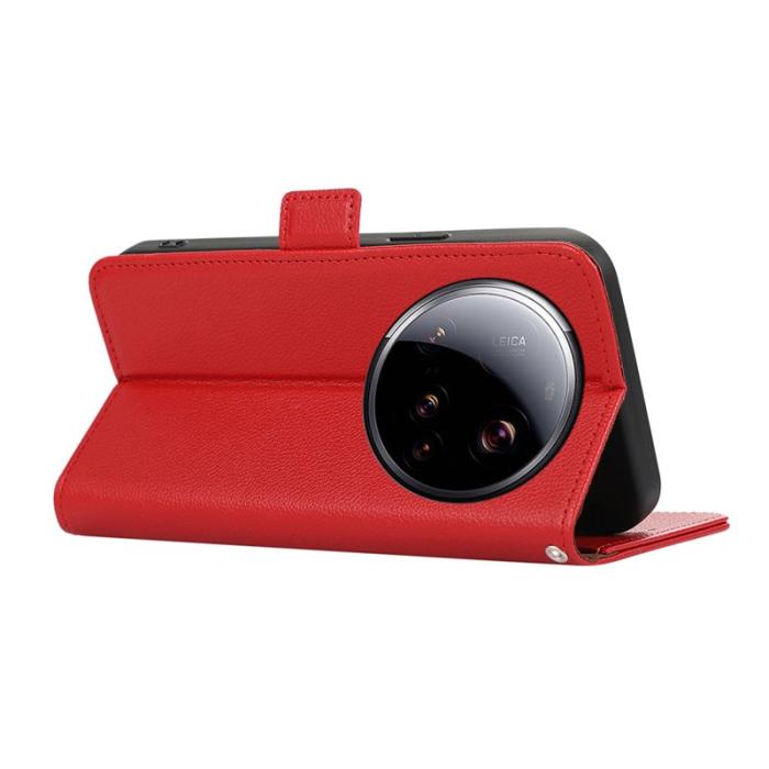 ABEEL - ABEEL Xiaomi 15 Ultra Skal Litchi Textur Läder RFID Röd