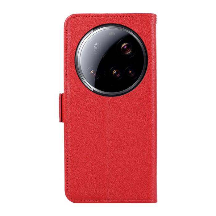 ABEEL - ABEEL Xiaomi 15 Ultra Skal Litchi Textur Läder RFID Röd
