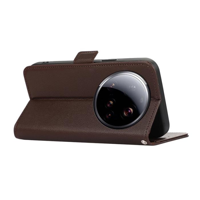 ABEEL - ABEEL Xiaomi 15 Ultra Skal Litchi Textur Läder RFID Skydd Brun