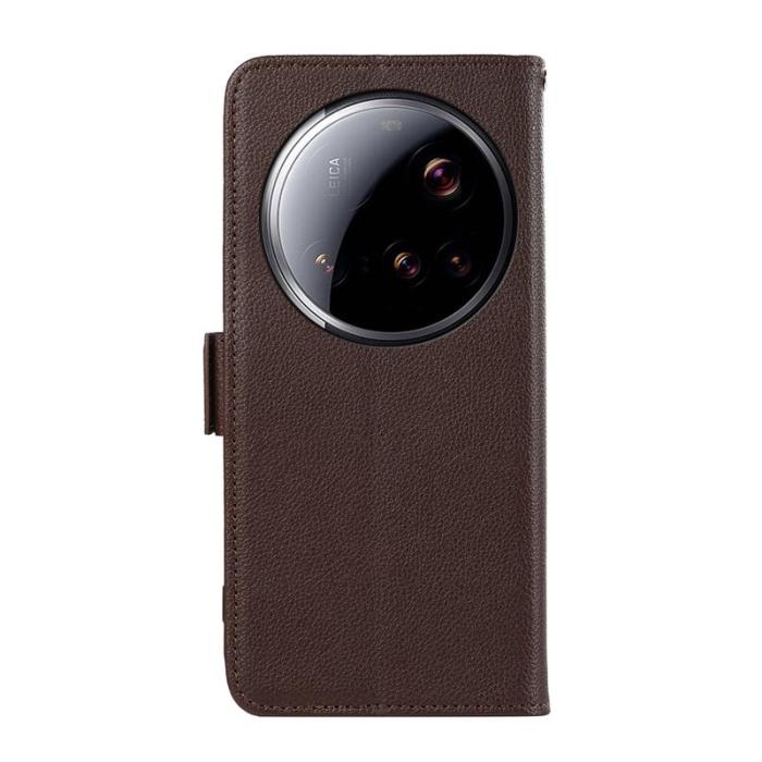 ABEEL - ABEEL Xiaomi 15 Ultra Skal Litchi Textur Läder RFID Skydd Brun