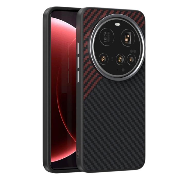 ABEEL - ABEEL Xiaomi 15 Ultra Skal MagSafe Kolfiber Svart/Röd