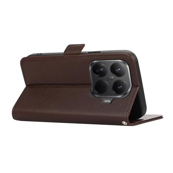 ABEEL - ABEEL Xiaomi 15T Pro Skal Litchi Textur Läder RFID Skydd Brun