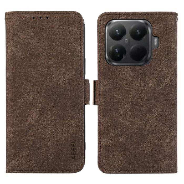 ABEEL - ABEEL Xiaomi 15T Pro Skal PU Läder Folio Ställ Brown