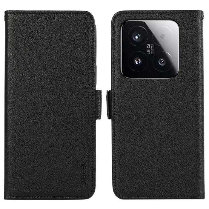 ABEEL - ABEEL Xiaomi 15T Skal Litchi Textur Läder RFID Blocker Svart