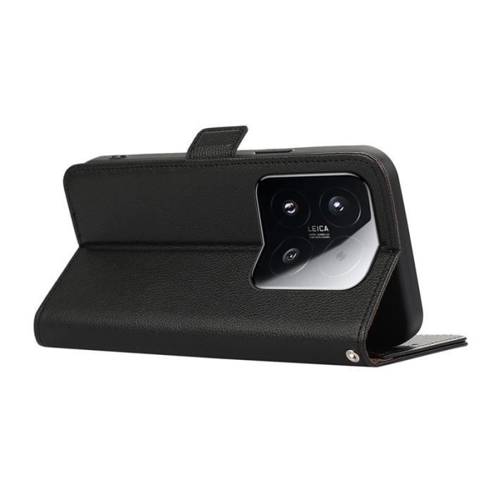 ABEEL - ABEEL Xiaomi 15T Skal Litchi Textur Läder RFID Blocker Svart