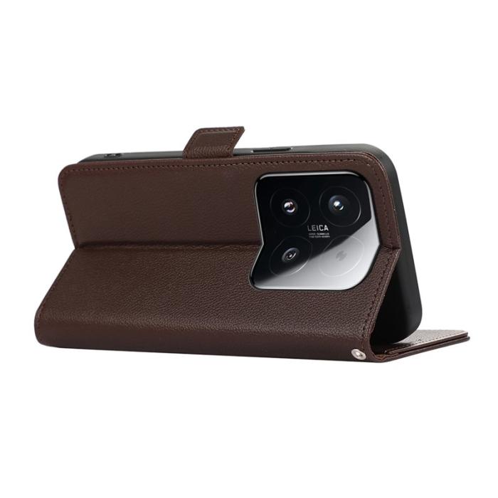 ABEEL - ABEEL Xiaomi 15T Skal Litchi Textur Läder RFID Skydd - Brun