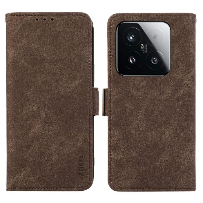 ABEEL - ABEEL Xiaomi 15T Skal PU Läder Folio Ställ Brown