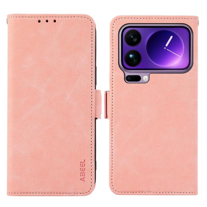 ABEEL - ABEEL Xiaomi 17 Pro Fodral PU Läder Folio Ställ Pink
