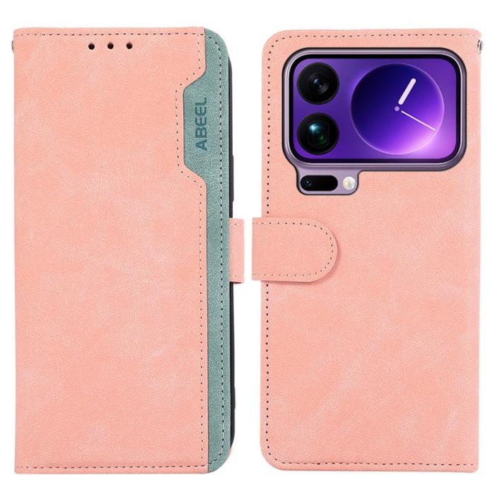 ABEEL - ABEEL Xiaomi 17 Pro Max Fodral Splicing Läder RFID Blockerande - Rosa