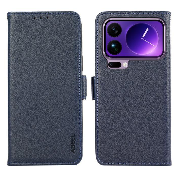 ABEEL - ABEEL Xiaomi 17 Pro Max Skal Litchi Textur Läder RFID Blå