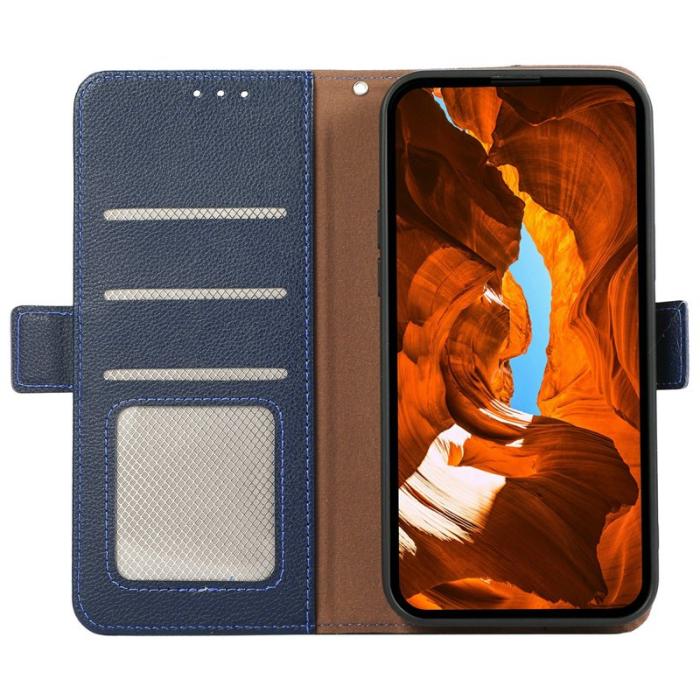 ABEEL - ABEEL Xiaomi 17 Pro Max Skal Litchi Textur Läder RFID Blå