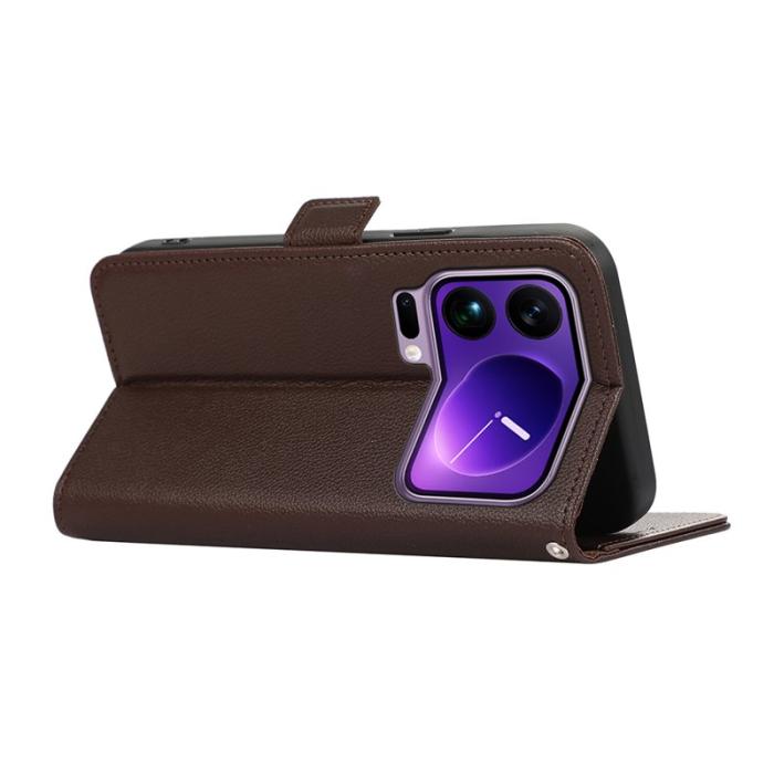 ABEEL - ABEEL Xiaomi 17 Pro Max Skal Litchi Textur Läder RFID Blocker Brun