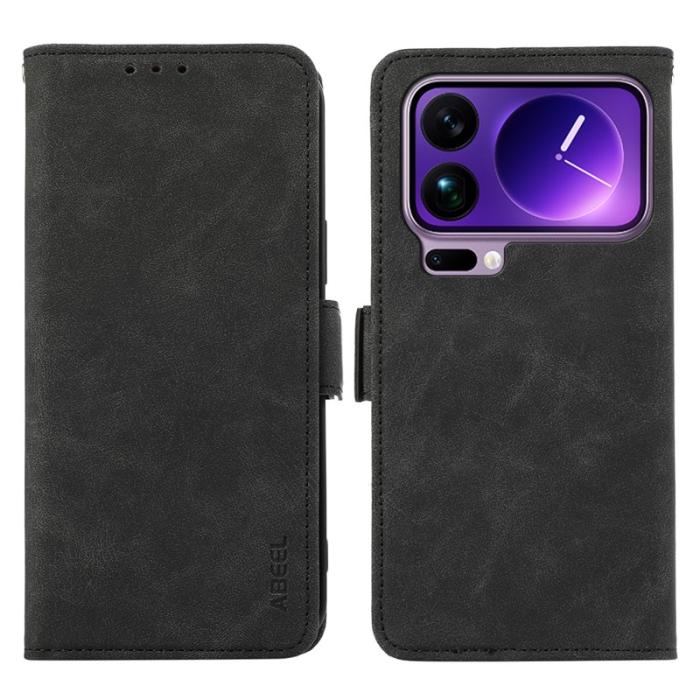 ABEEL - ABEEL Xiaomi 17 Pro Max Skal PU Läder Folio Ställ - Svart