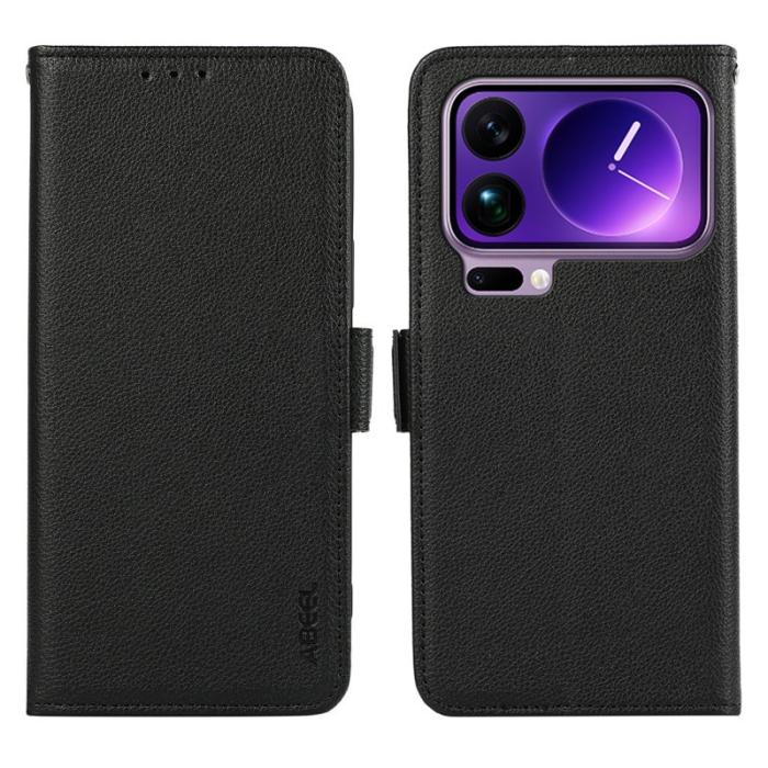 ABEEL - ABEEL Xiaomi 17 Pro Skal Litchi Textur Läder RFID Blocker - Svart