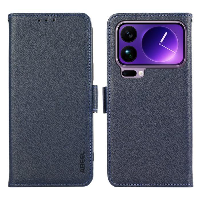 ABEEL - ABEEL Xiaomi 17 Pro Skal Litchi Textur Läder RFID Blokkerande Blå