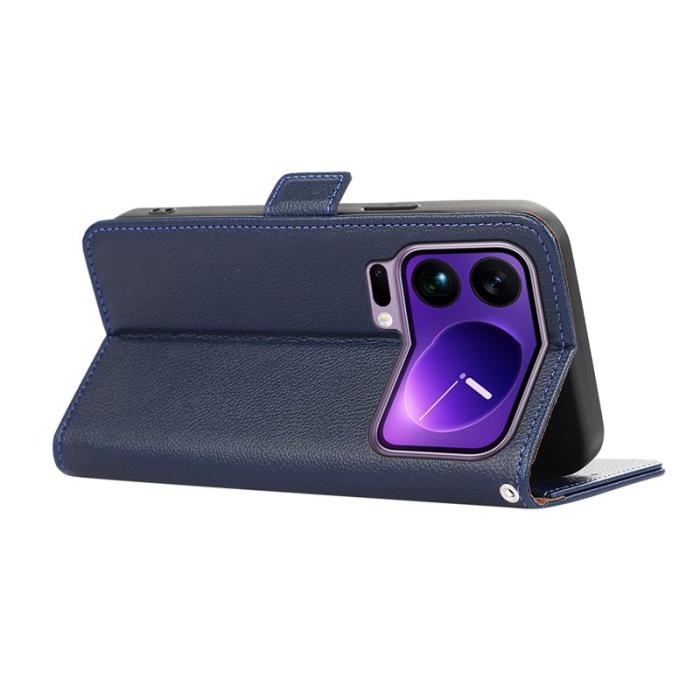 ABEEL - ABEEL Xiaomi 17 Pro Skal Litchi Textur Läder RFID Blokkerande Blå