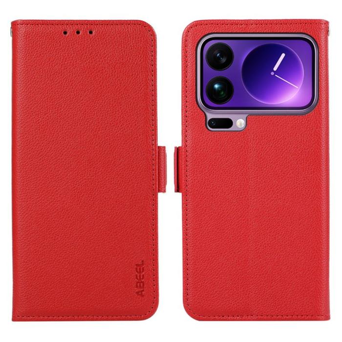ABEEL - ABEEL Xiaomi 17 Pro Skal Litchi Textur Läder RFID Röd