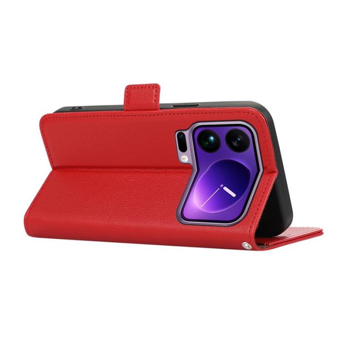 ABEEL - ABEEL Xiaomi 17 Pro Skal Litchi Textur Läder RFID Röd