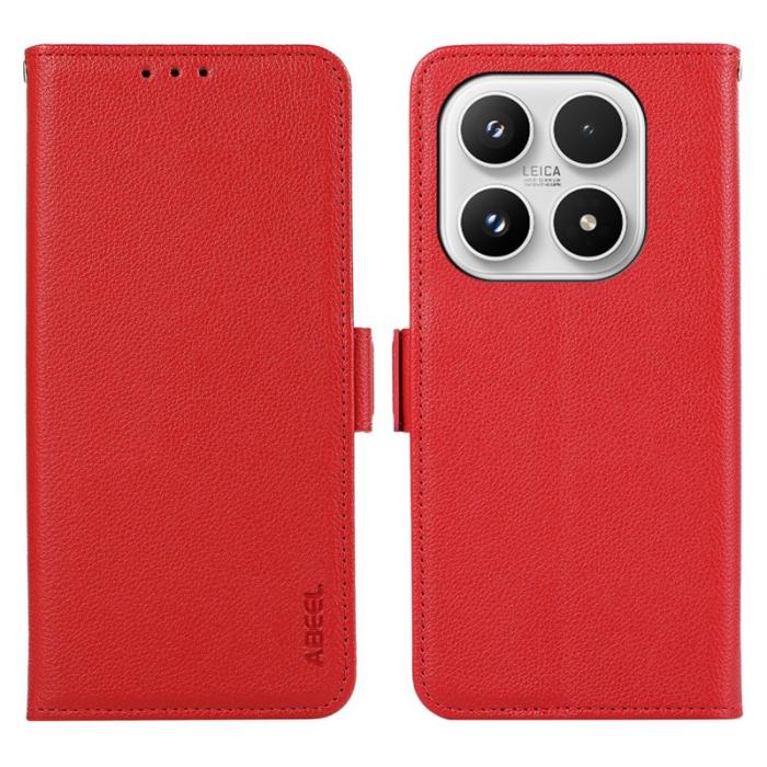 ABEEL - ABEEL Xiaomi 17 Skal Litchi Textur Läder RFID Blockering Röd