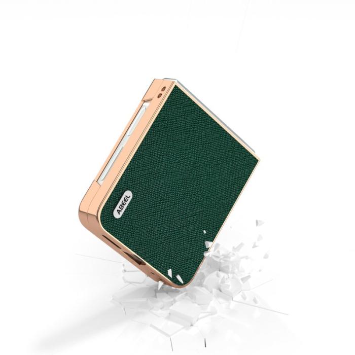 ABEEL - ABEEL Z Flip7 FE 5G Skal Electropläterad Läder TPU Grön