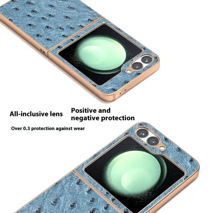 ABEEL - ABEEL Z Flip7 FE 5G Skal Electroplating Blå Ostrich Läder