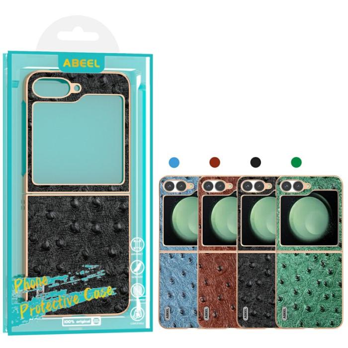 ABEEL - ABEEL Z Flip7 FE 5G Skal Electroplating Grön Ostrich Textur