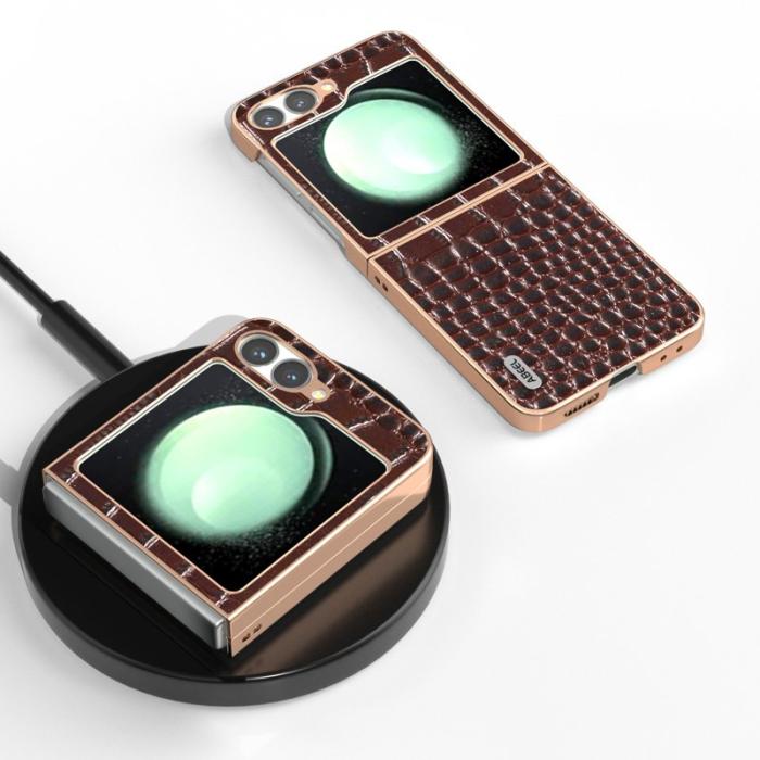 ABEEL - ABEEL Z Flip7 FE 5G Skal i äkta läder - Kaffe