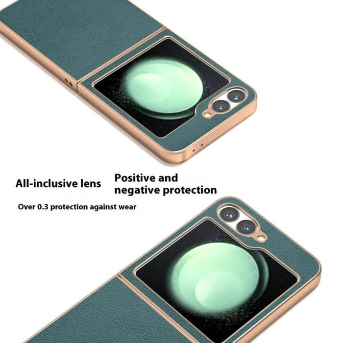 ABEEL - ABEEL Z Flip7 FE 5G Skal i äkta läder - Midnattsgrön