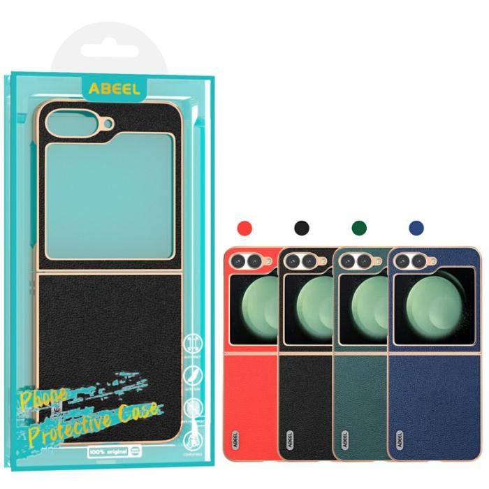 ABEEL - ABEEL Z Flip7 FE 5G Skal i äkta läder - Midnattsgrön