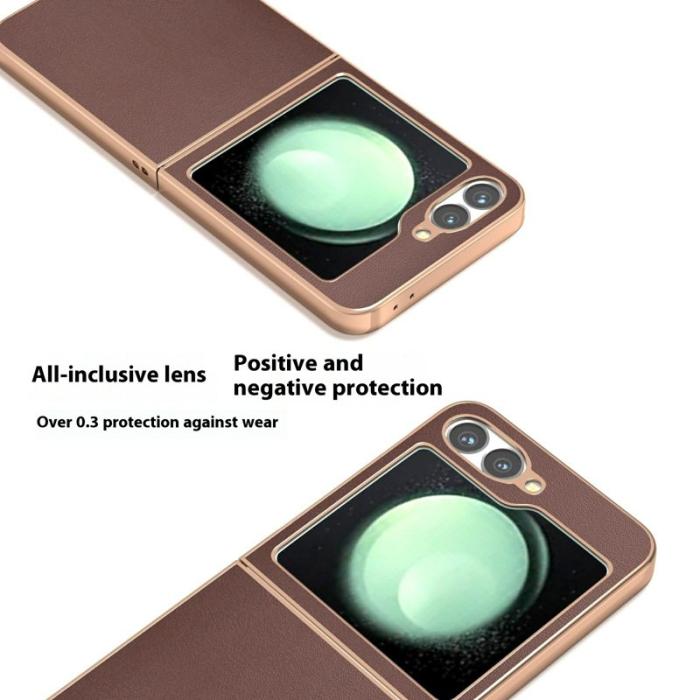 ABEEL - ABEEL Z Flip7 FE 5G Skal i Äkta Läder och PC - Kaffe