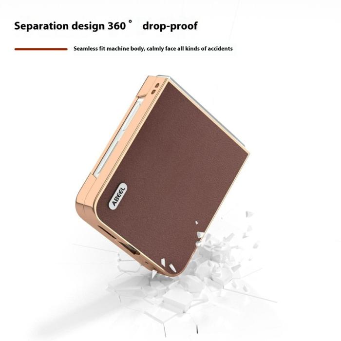 ABEEL - ABEEL Z Flip7 FE 5G Skal i Äkta Läder och PC - Kaffe