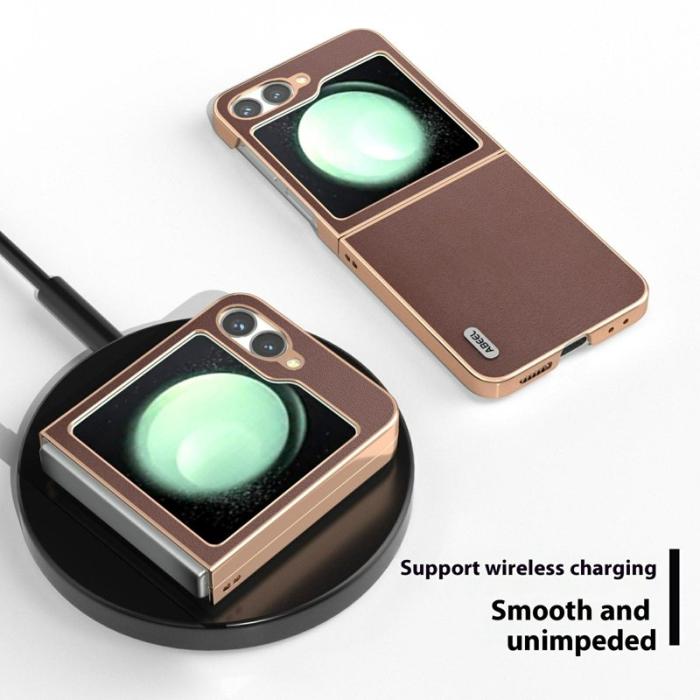 ABEEL - ABEEL Z Flip7 FE 5G Skal i Äkta Läder och PC - Kaffe