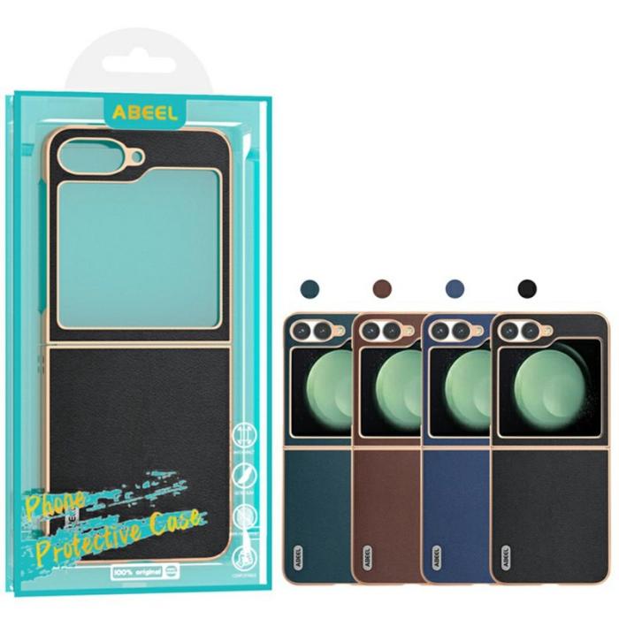 ABEEL - ABEEL Z Flip7 FE 5G Skal i Äkta Läder och PC - Kaffe