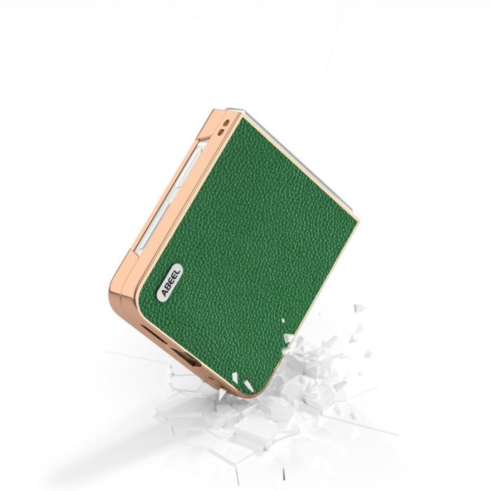 ABEEL - ABEEL Z Flip7 FE 5G Skal i Äkta Läder och TPU - Grön